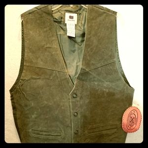 Men’s Leather Green New Vest sz M